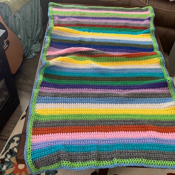 Blanket For One- Multi-Colors- Use for Favorite Chair-or Crib- New Crocheted - Picture 2 of 7